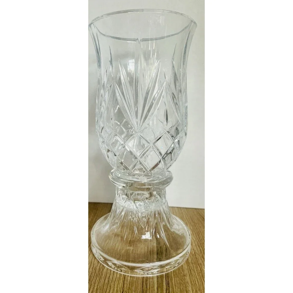 PartyLite Elegent Savannah Lamp 24% Lead Crystal Hurricane Candle Holder 2 Piece - Picture 1 of 8